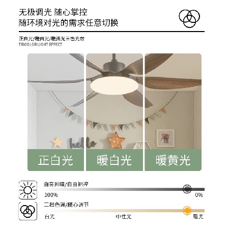 现代简约大风扇灯一体客厅灯大风力变频智能电扇灯餐厅卧室吊扇灯