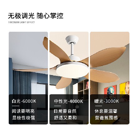 北欧大风力客厅风扇灯智能餐厅书房吊扇灯变频遥控带灯风扇吊灯